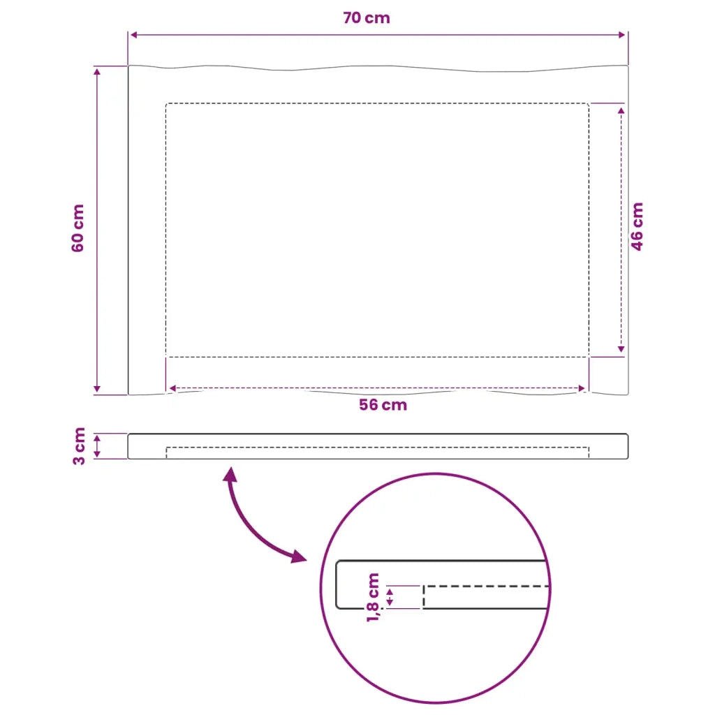 Piano del Tavolo Rettangolare 90 x 50 x 3,5 cm Rettangolare 938608
