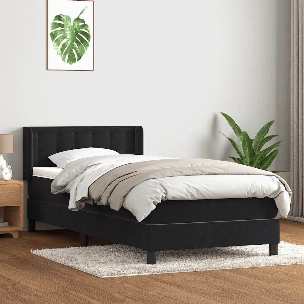 Giroletto a Molle con Materasso Nero 80x220 cm Velluto