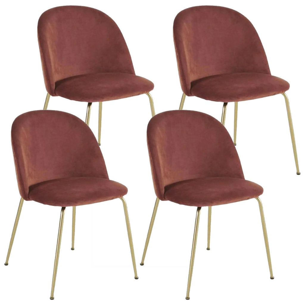 Set 4 Sedie Imbottite 49x52x79 cm in Velluto Bronzo e Oro