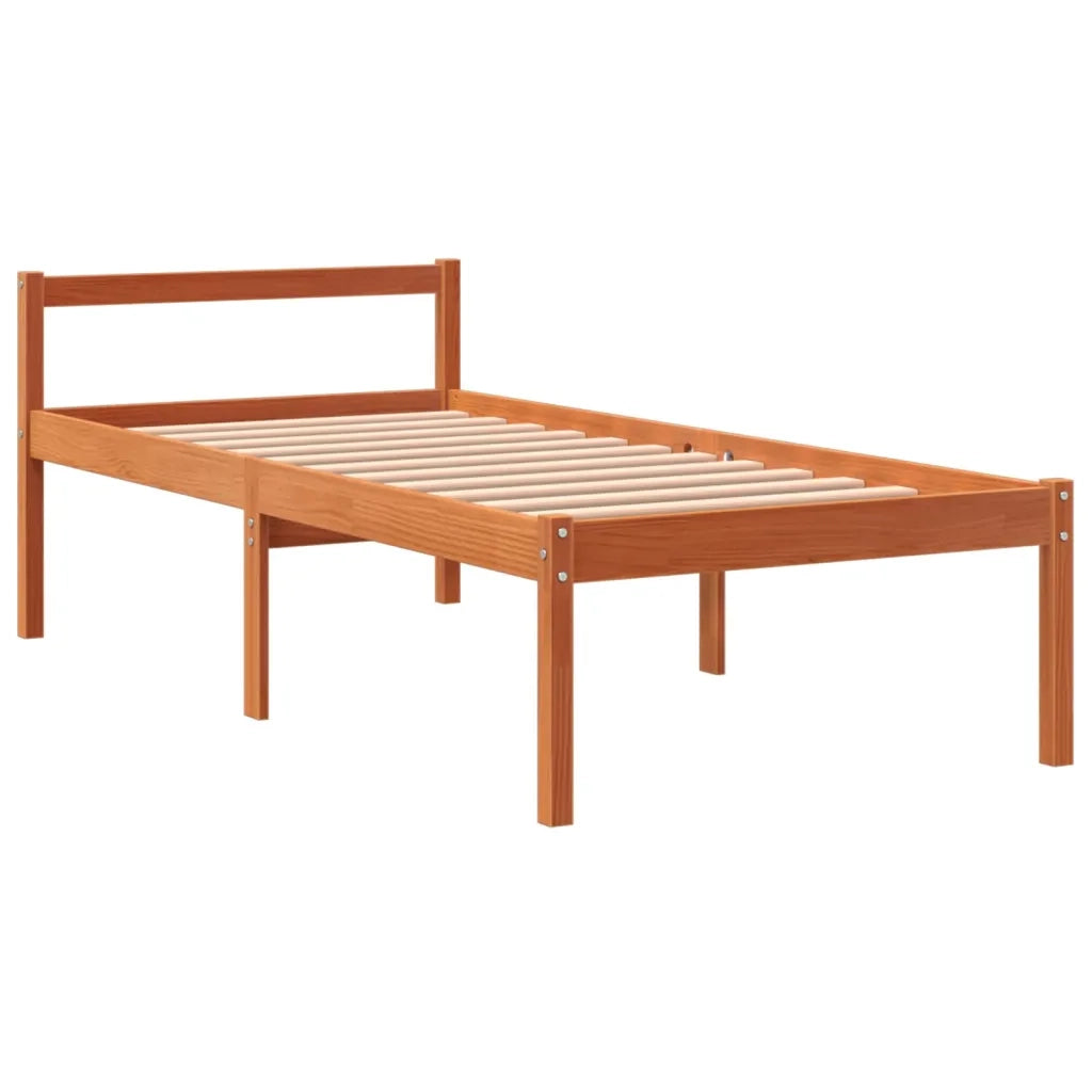 Letto singolo | Letto per adulti | Letto per Anziani Marrone Cera 75x190 cm Legno Massello di Pino