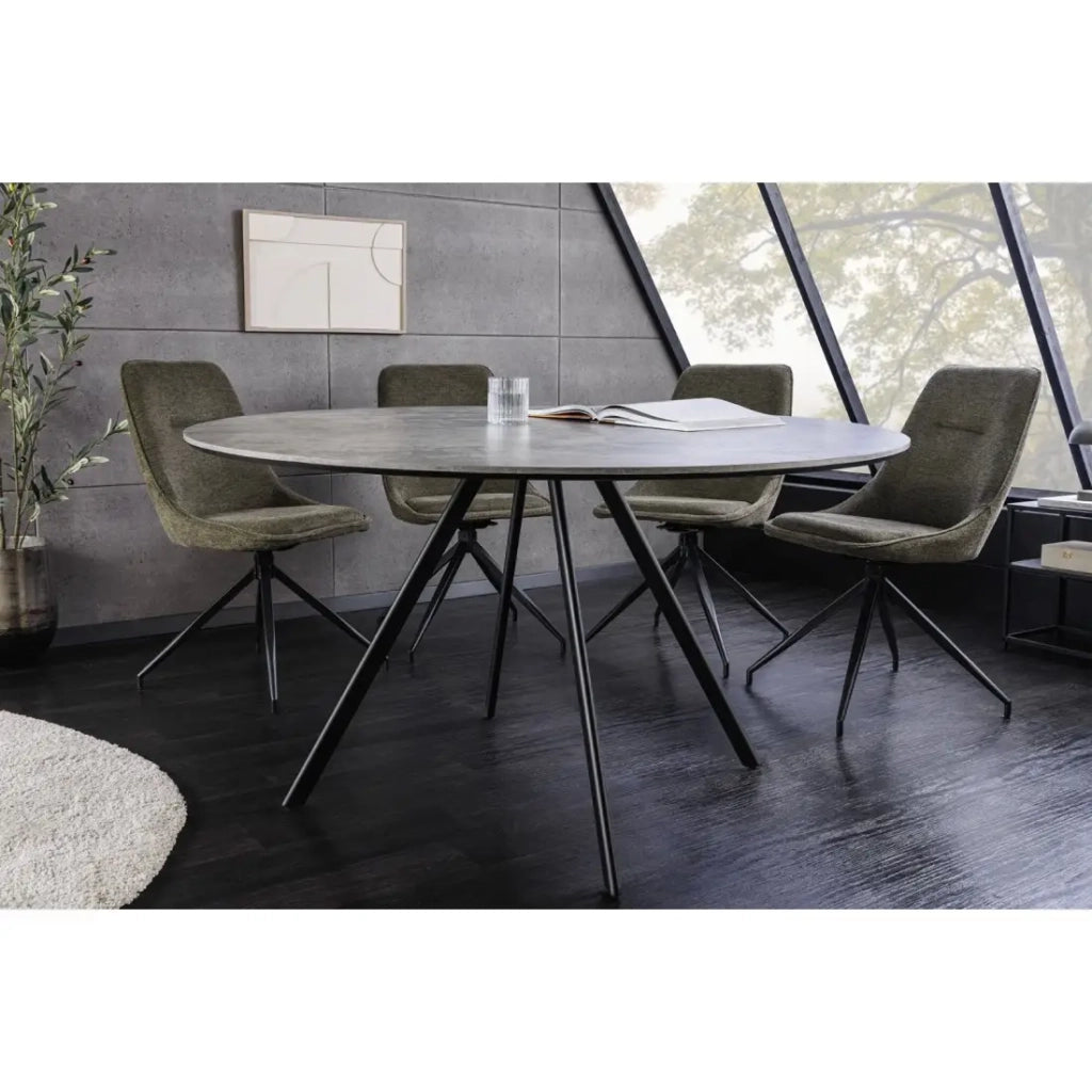 Tavolo da pranzo SOREN – Aspetto pietra e metallo – 120 cm – Rotondo – Stile moderno
