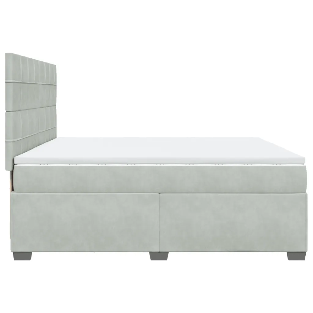 vidaXL Giroletto a Molle con Materasso Grigio Chiaro 200x200cm Velluto