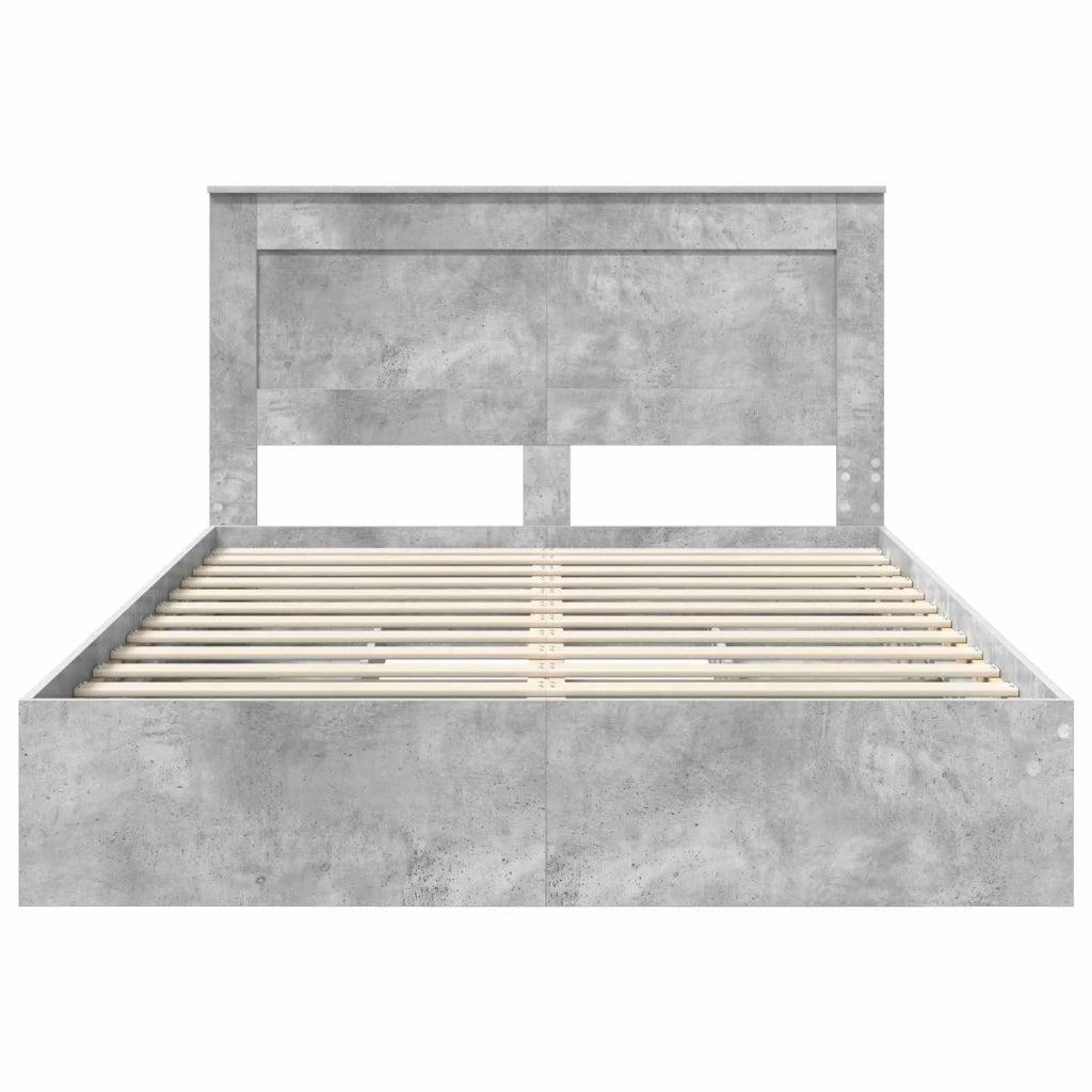 Letto con Contenitore con testiera Grigio cemento 150 x 200 cm