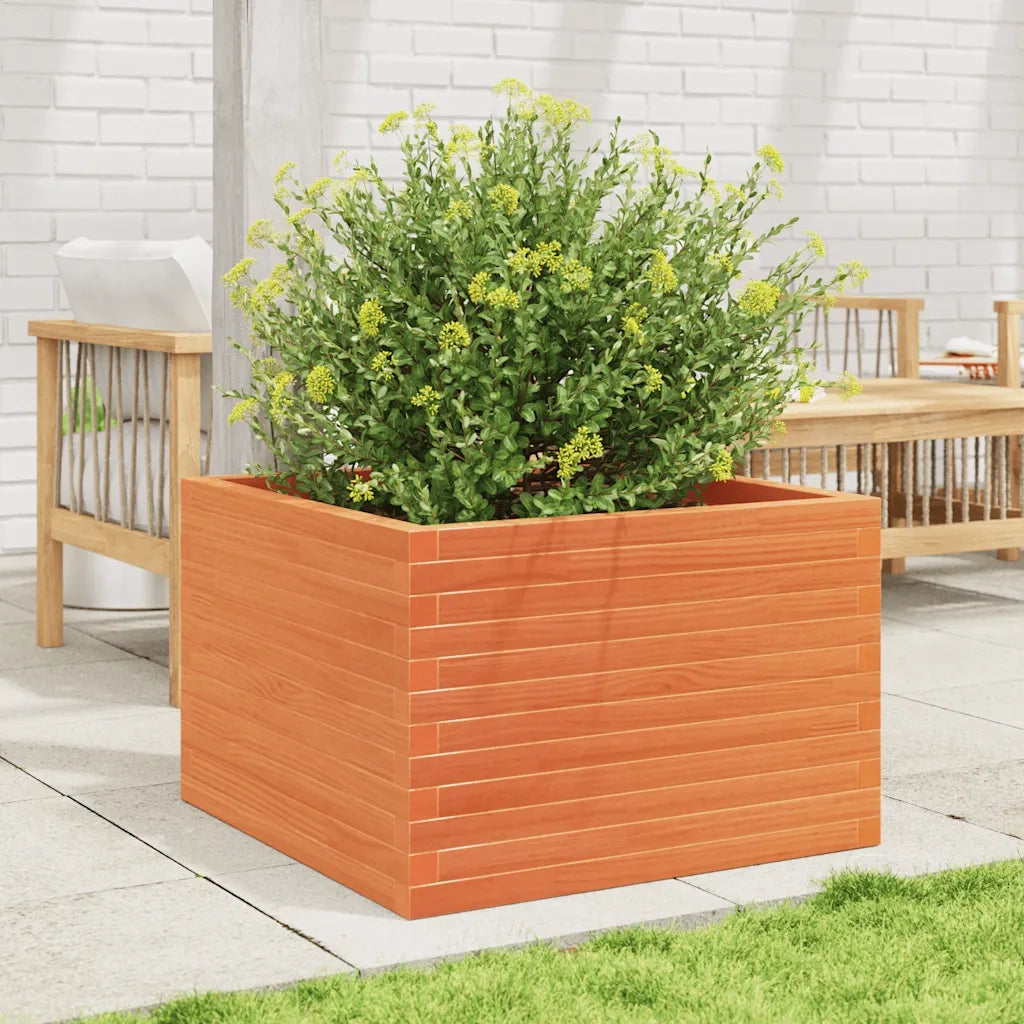 Fioriera Giardino-Vaso da Esterno-Contenitore per Piante Marrone Cera 70x70x46 cm Legno Massello Pino