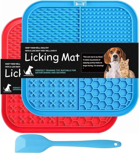 Set di 2 mattonelle per cani BPA libere, grande mattonella per cani con forza di aspirazione superiore, con 1 spatola in silicone, mattonella per cani per bagni, allenamento, cura del pelo e cura delle unghie