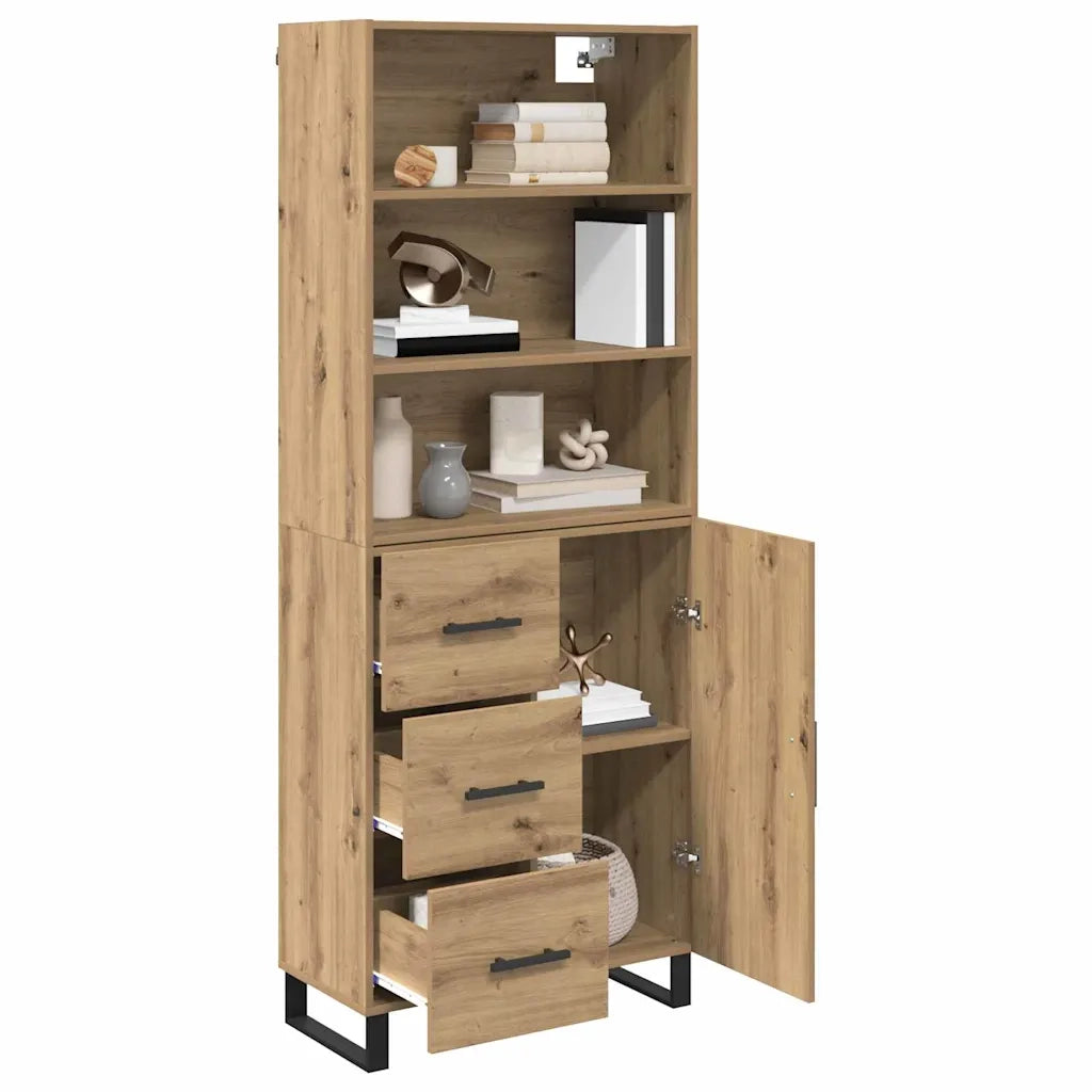 Credenza con Cassetto-Buffet-Armadio da cucina Rovere artigianale 69,5 x 34 x 180 cm 485702