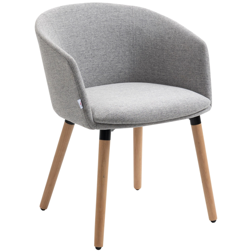 Sedia da Pranzo Imbottita in Tessuto Grigio con Gambe in Legno ¨C Minimal ¨C 57x56x72