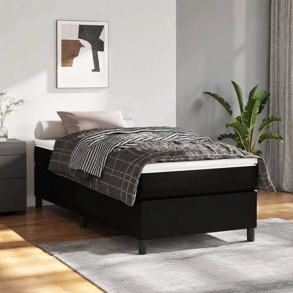 Box Spring Bed Frame Black 90x200 Cm Faux Leather