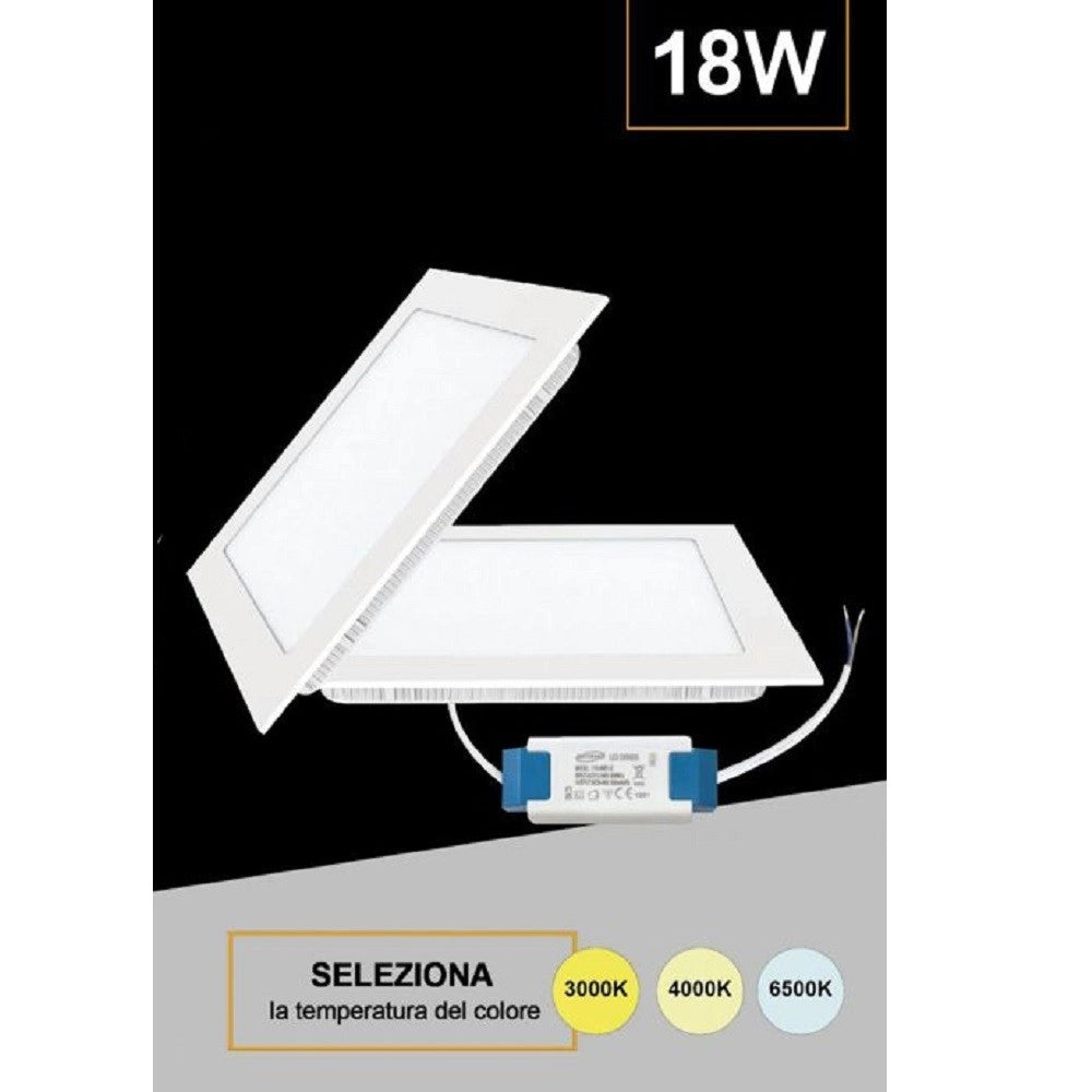 Trade Shop - Pannello Led Quadrato Incasso 18 W Con Driver Cct 3000k 4000k 6500k P205a-q3c -
