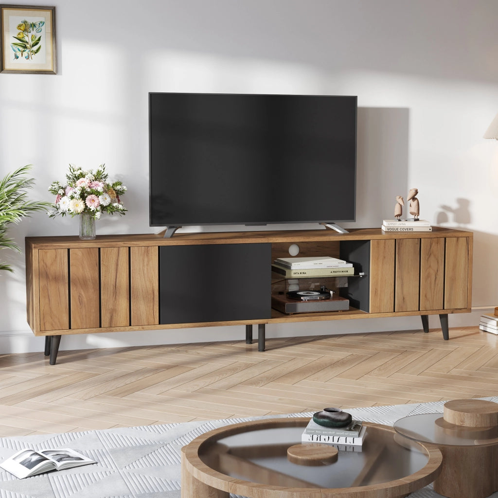 Mobile TV con 3 ante e 3 vani; per soggiorno; in truciolare e vetro temperato; 175×31.5×45 cm