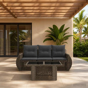 Set Divano da Giardino 4 pz Grigio e Grigio Scuro polyrattan 3436892