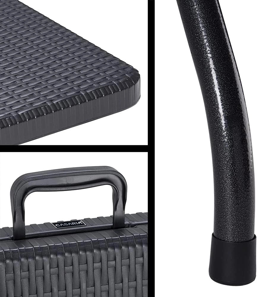 Tavolo da Giardino 183x76 cm Pieghevole Resistente Maniglia per Trasporto in Rattan da Balcone Terrazza Campeggio