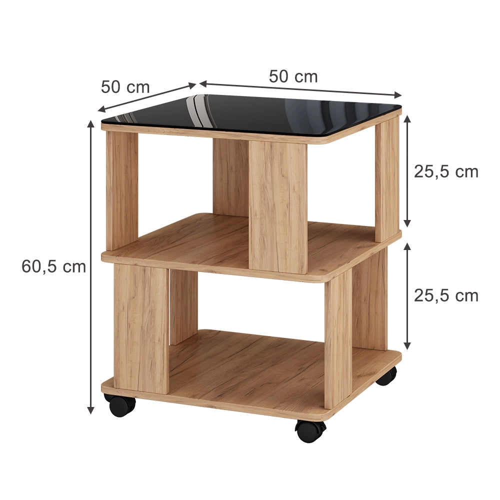 Vicco Tavolino Rovere Goldkraft/nero 50 x 50 cm