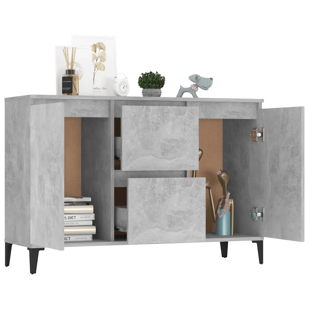 Credenza Grigio Cemento 102x35x70 cm in Legno Multistrato 806116
