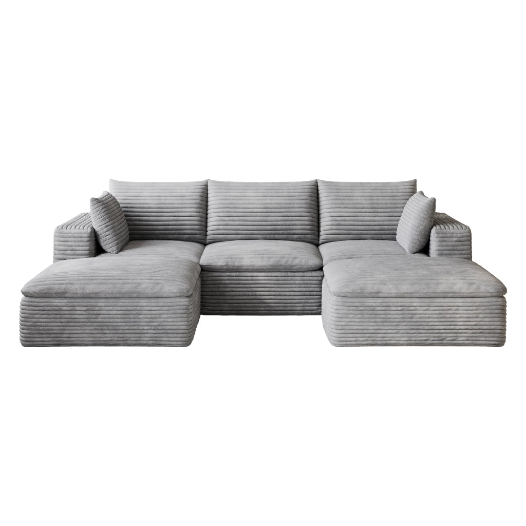 Divano Cloud 260 cm ¨C MINIMAL ¨C Velluto a Coste Grigio Scuro, Imbottito, Sfoderabile