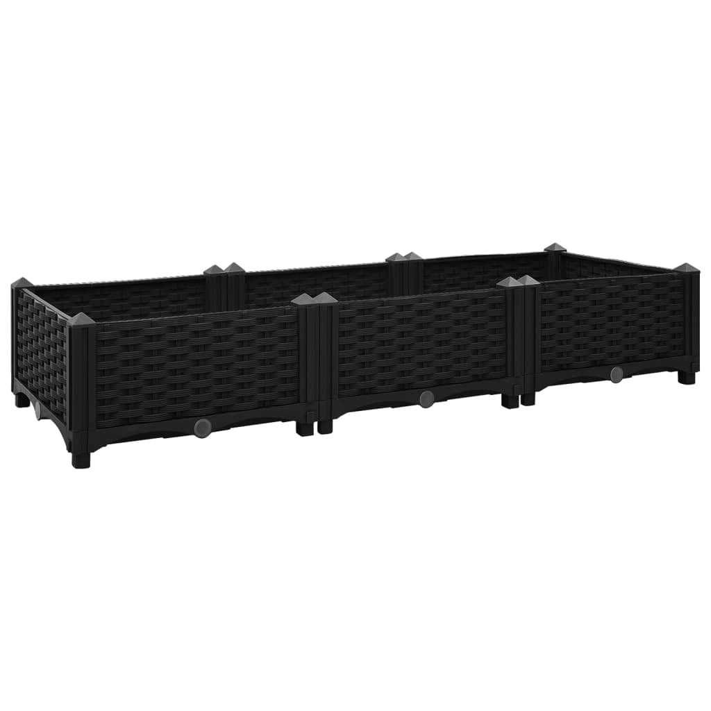 Fioriera rialzata per piante e fiori giardino 120 x 40 x 23 cm polipropilene nero 02_0000904