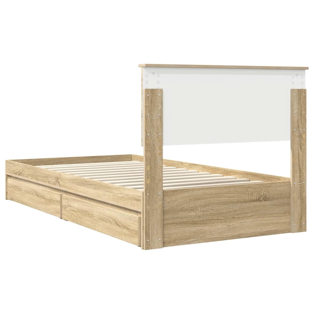Letto con Contenitore con testiera Rovere Sonoma 100 x 200 cm 3410828