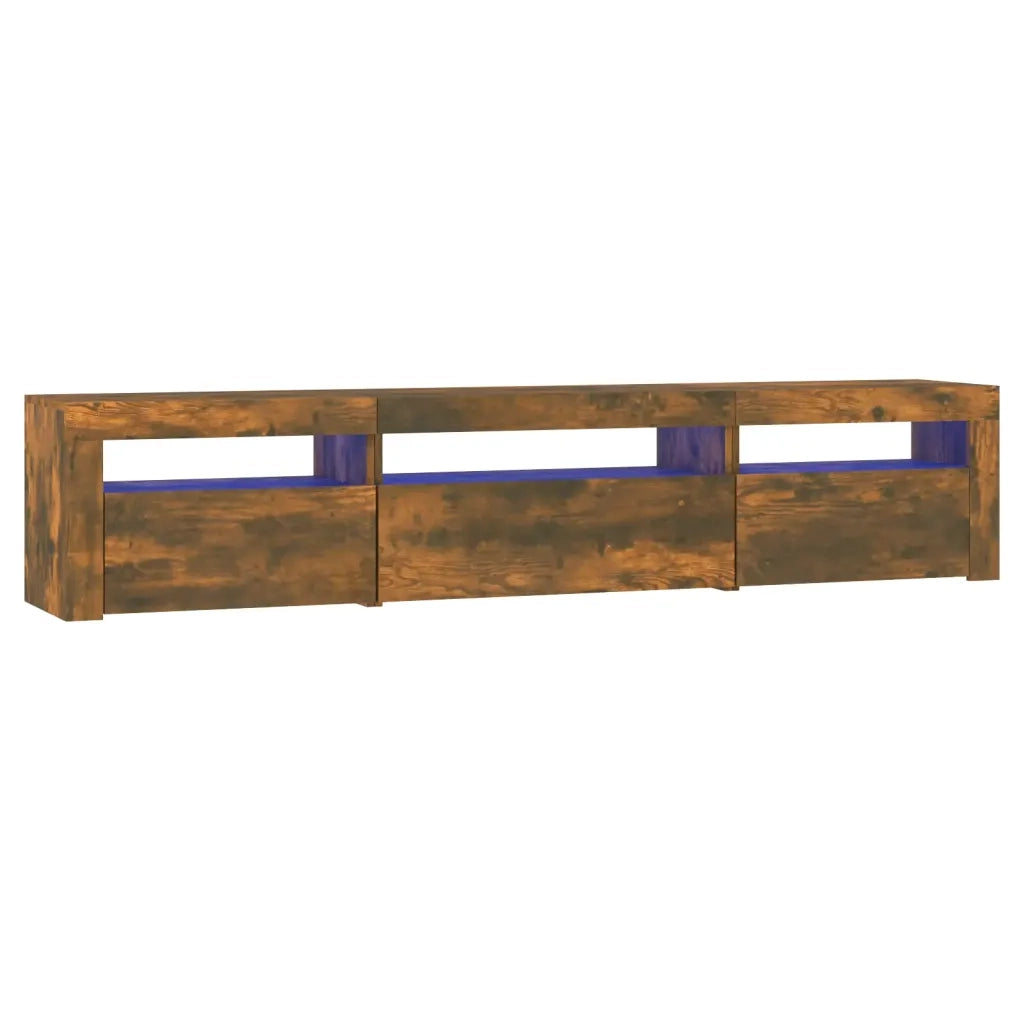 Mobile Porta TV con Luci LED Rovere Fumo 195x35x40 cm 3152743