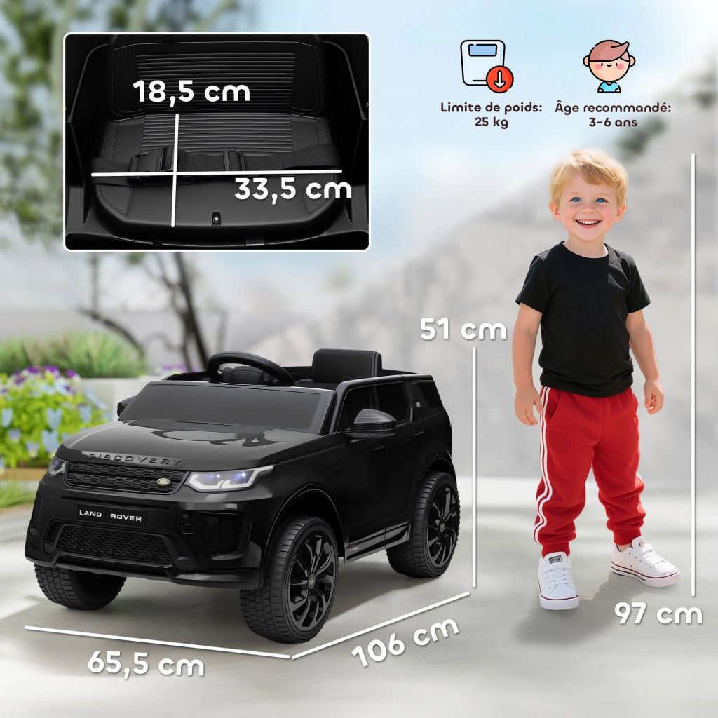 Veicolo elettrico per bambini Land Rover Discovery Sport ¨C zephmum ¨C 12V, telecomando, LED, nero