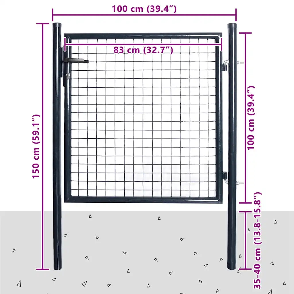 Cancello per Giardino Rete in Acciaio Zincato 85,5x100cm Grigio cod mxl 46825