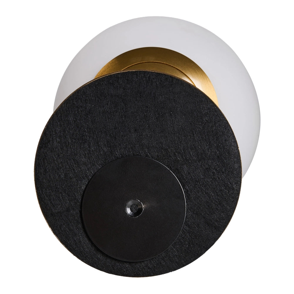 Lampada da parete a LED con paralume rotondo in vetro a forma di globo e base in metallo, con dimmer, bianca