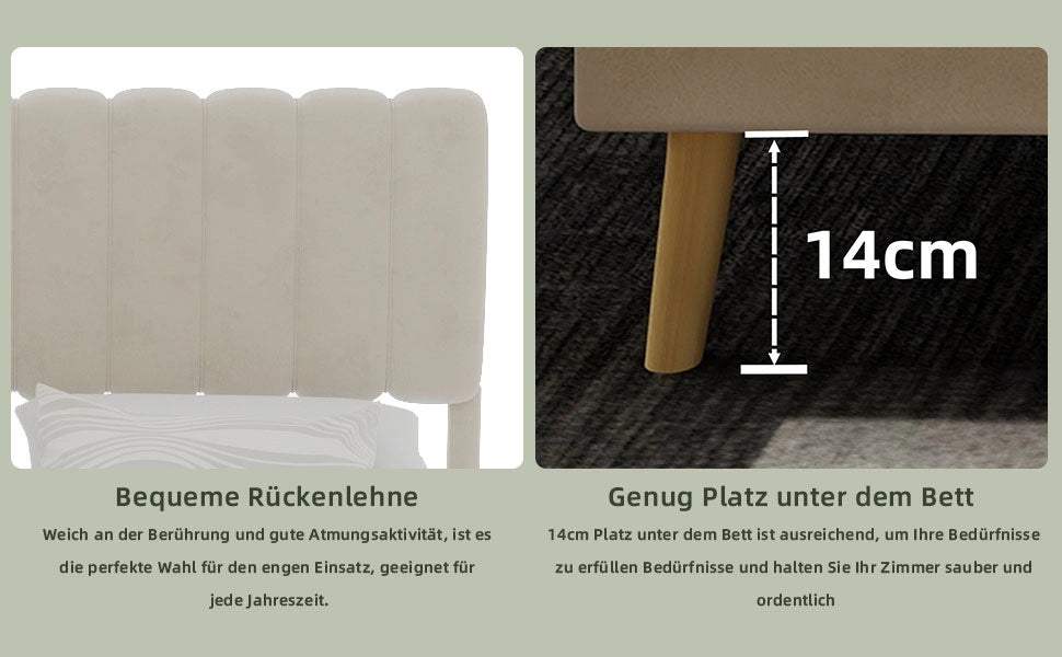 Letto imbottito con testiera ¨C Minimal ¨C Beige 160x200 cm tessuto
