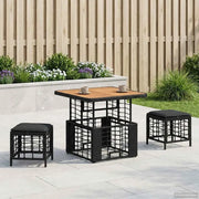 Set da Pranzo per Giardino con cuscino 3 pcs Nero e Grigio