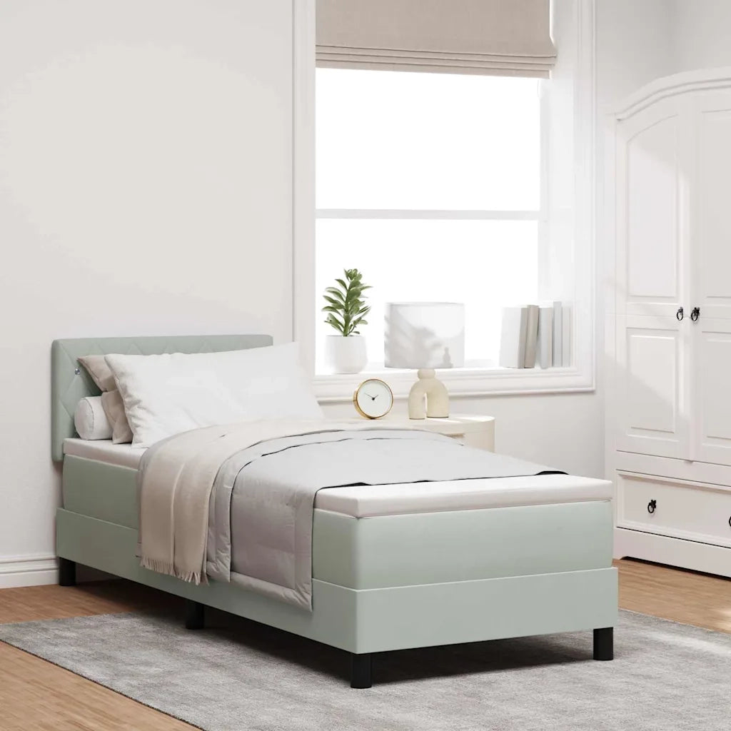 Letto a Sorgente LED con led Grigio chiaro 80 x 200 cm Velluto