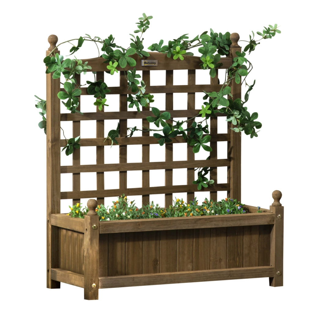 Fioriera con griglia su piedi ¨C zephmum ¨C legno massello 64x28x75 cm