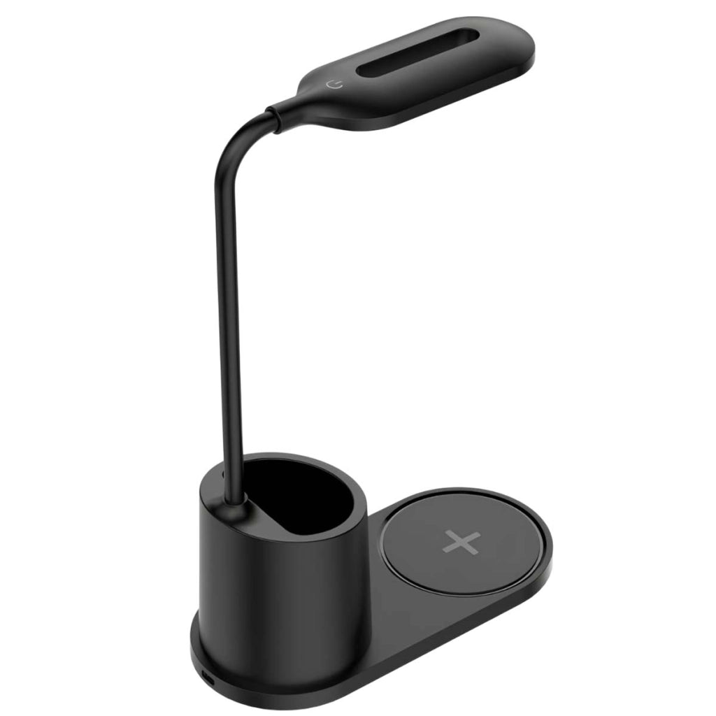 Lampada LED da Scrivania e da Comodino Illuminazione Regolabile con Ricarica Wireless Qi 10W Nero Platinet