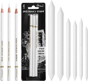 Set di 6 Sfregiati in Carta Misti e 3 Pastelli Bianchi per Disegno, Pennarelli Non Toxici e Materiali Artistici