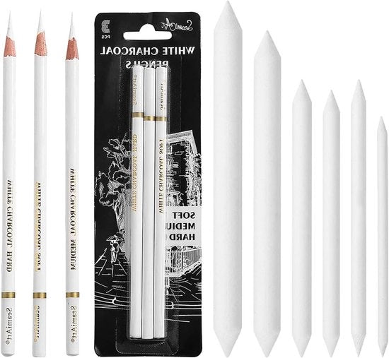 Set di 6 Sfregiati in Carta Misti e 3 Pastelli Bianchi per Disegno, Pennarelli Non Toxici e Materiali Artistici