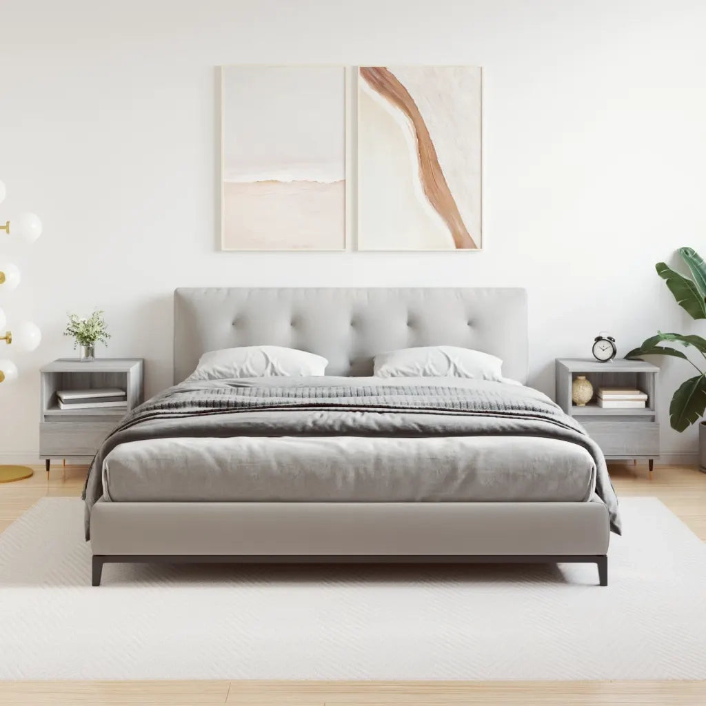 Set di 2 Comodini | Armadio da Notte | Mobiletto da notte Grigio Sonoma 40x35x50 cm in Legno Multistrato