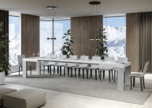 Tavolo Allungabile 130/390x90x77 cm Roxell Mix piano Bianco Frassino gambe Cemento