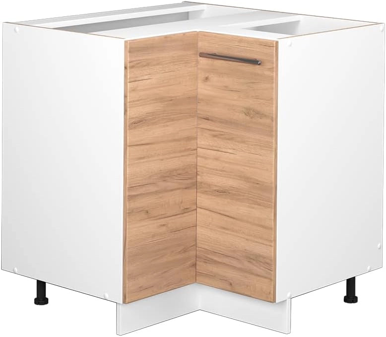 Mobile ad angolo cucina Fame-Line, Quercia dorata, 80.5 cm senza piano di lavoro, per la combinazione con altri moduli della serie Fame-Line