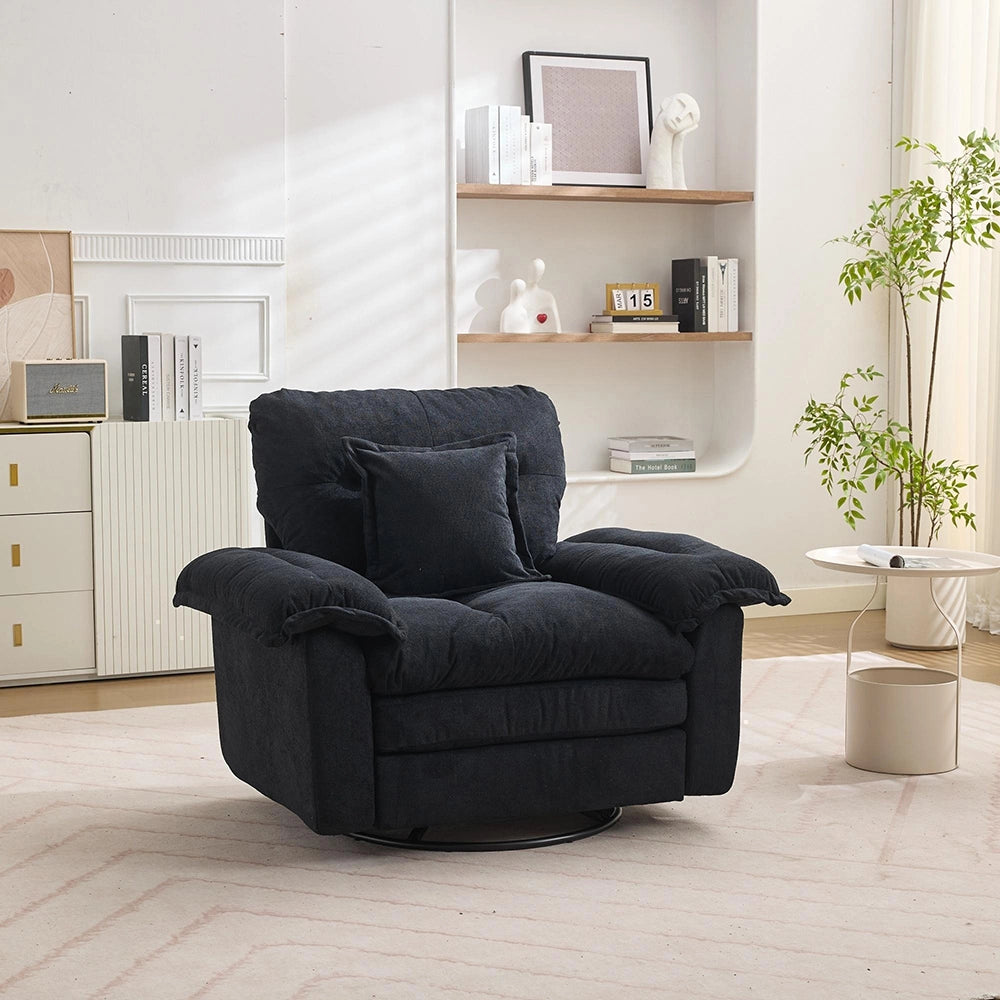 Poltrona girevole 360¡ã oversize in chenille - Xylo - Con cuscino di supporto per camera, soggiorno, cameretta