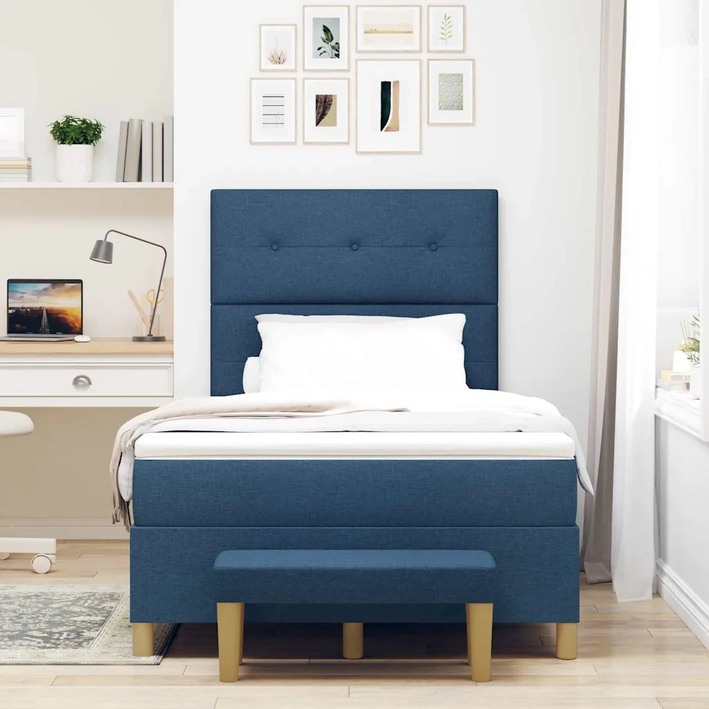 Letto a molle con materasso Blu 120 x 190 cm Tessuto