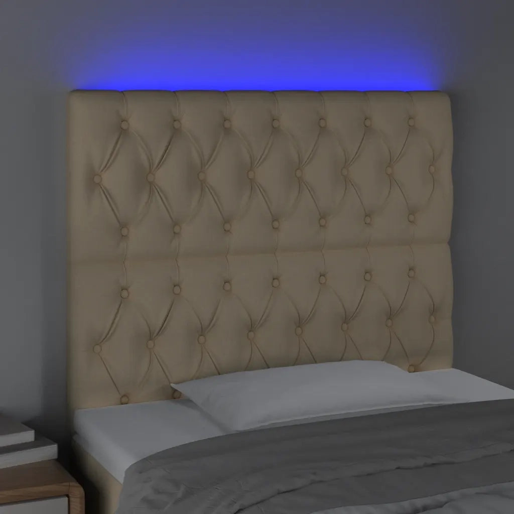 Testiera a LED-Testata con LED Crema 100x7x118/128 cm in Tessuto