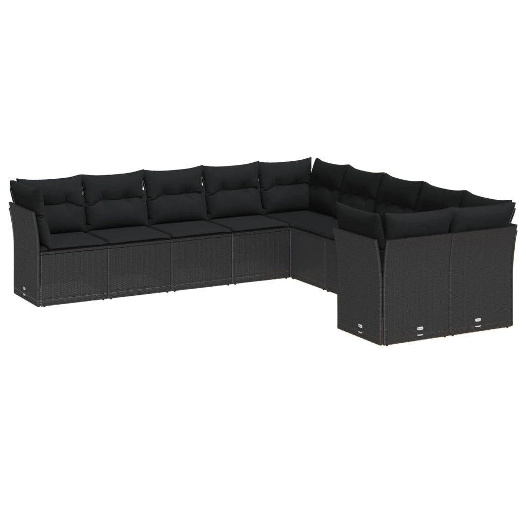 Set Divano da Giardino con cuscino 13 pcs Nero polyrattan 3363484