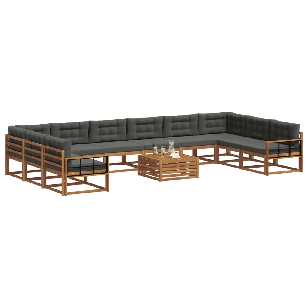 Set di divani da esterno 11 pcs Naturale e Antracite
