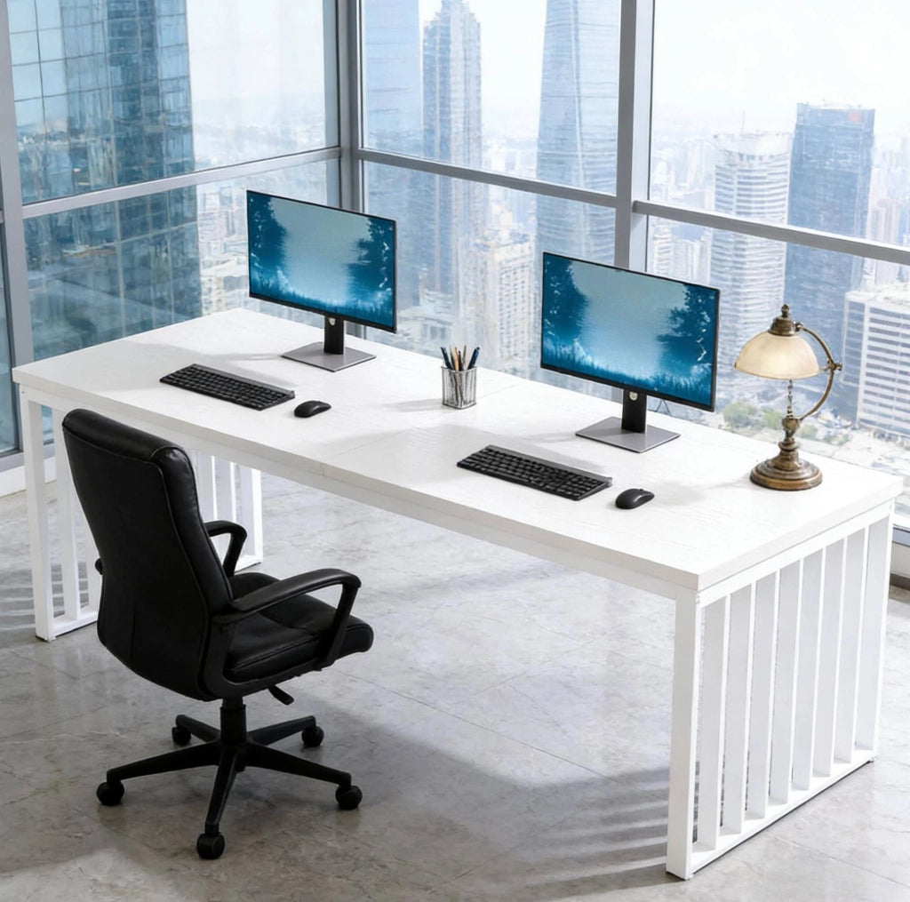 Scrivania da ufficio doppia bianca 180 x 60 cm