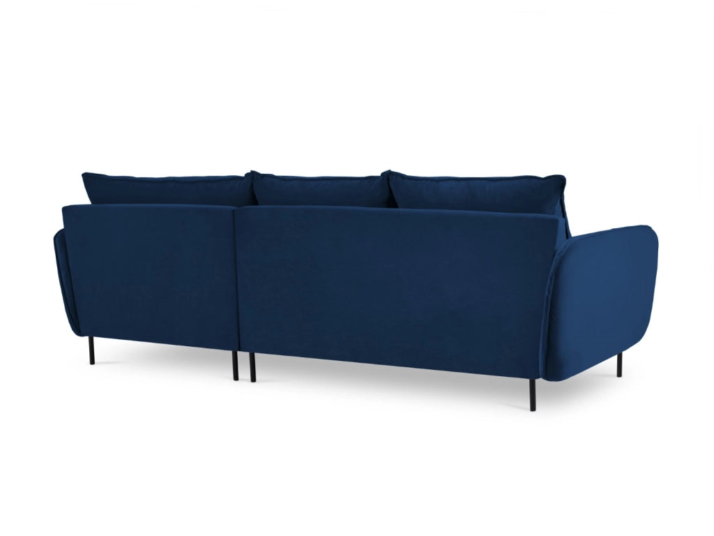 Cosmopolitan Design - Divano angolare destro "Vienna" 5 posti in velluto blu reale 