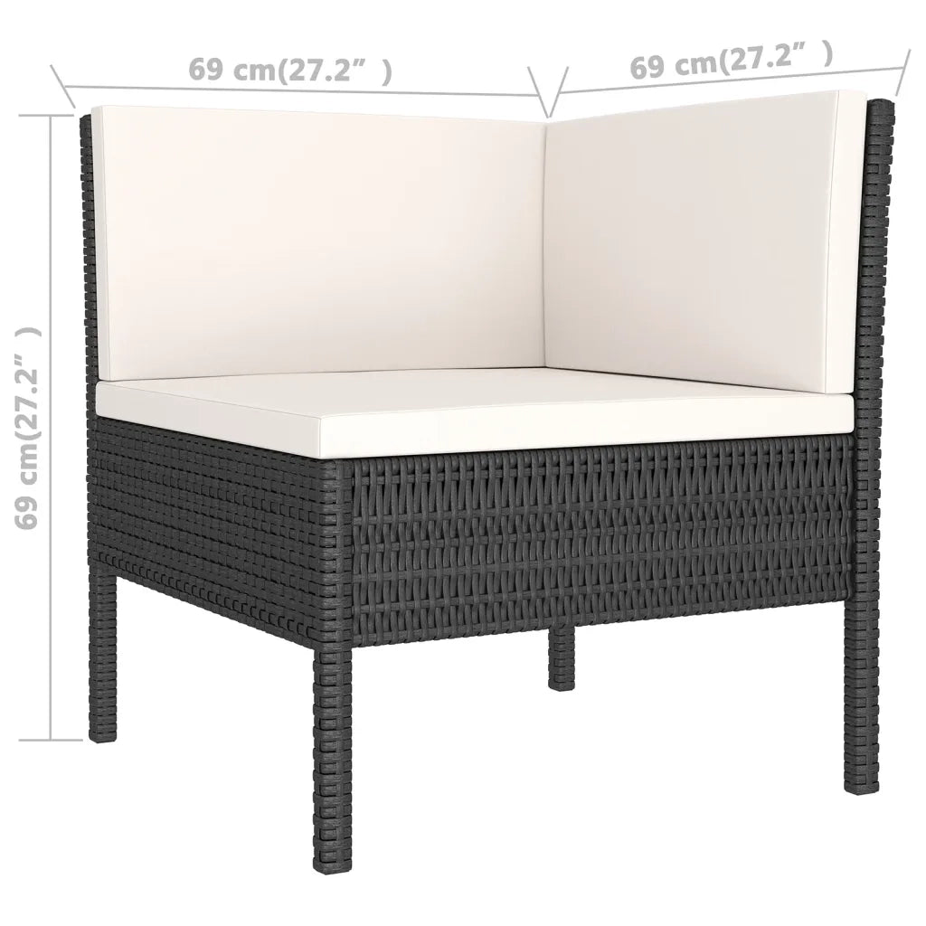 Set Divani da Giardino 6 pz con Cuscini in Polyrattan Nero cod mxl 38303