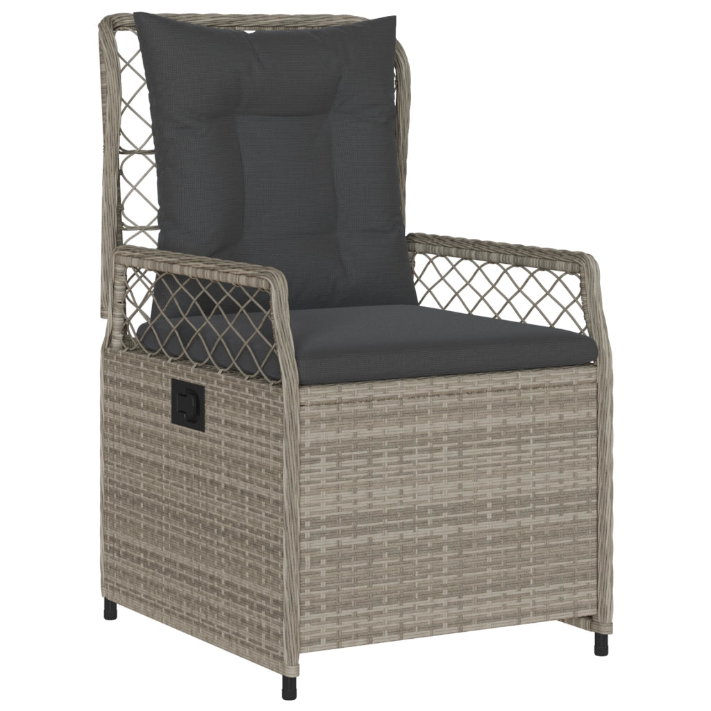 Set da Pranzo da Giardino 9 Pezzi Grigio Chiaro Polyrattan
