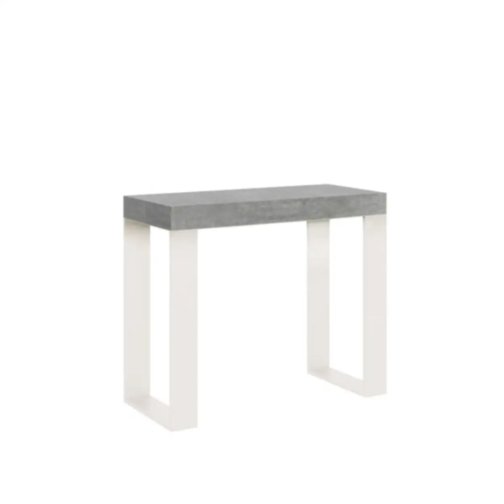 Consolle allungabile 90x40/300 cm Tecno cemento gambe bianche