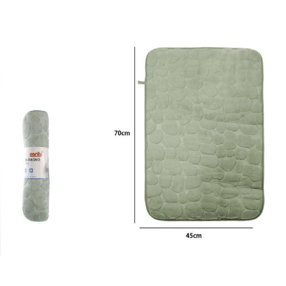 Trade Shop - Tappeto Tappetino In Tessuto Effetto Sassi Per Arredo Bagno 45x70 Cm 79929 Verde -