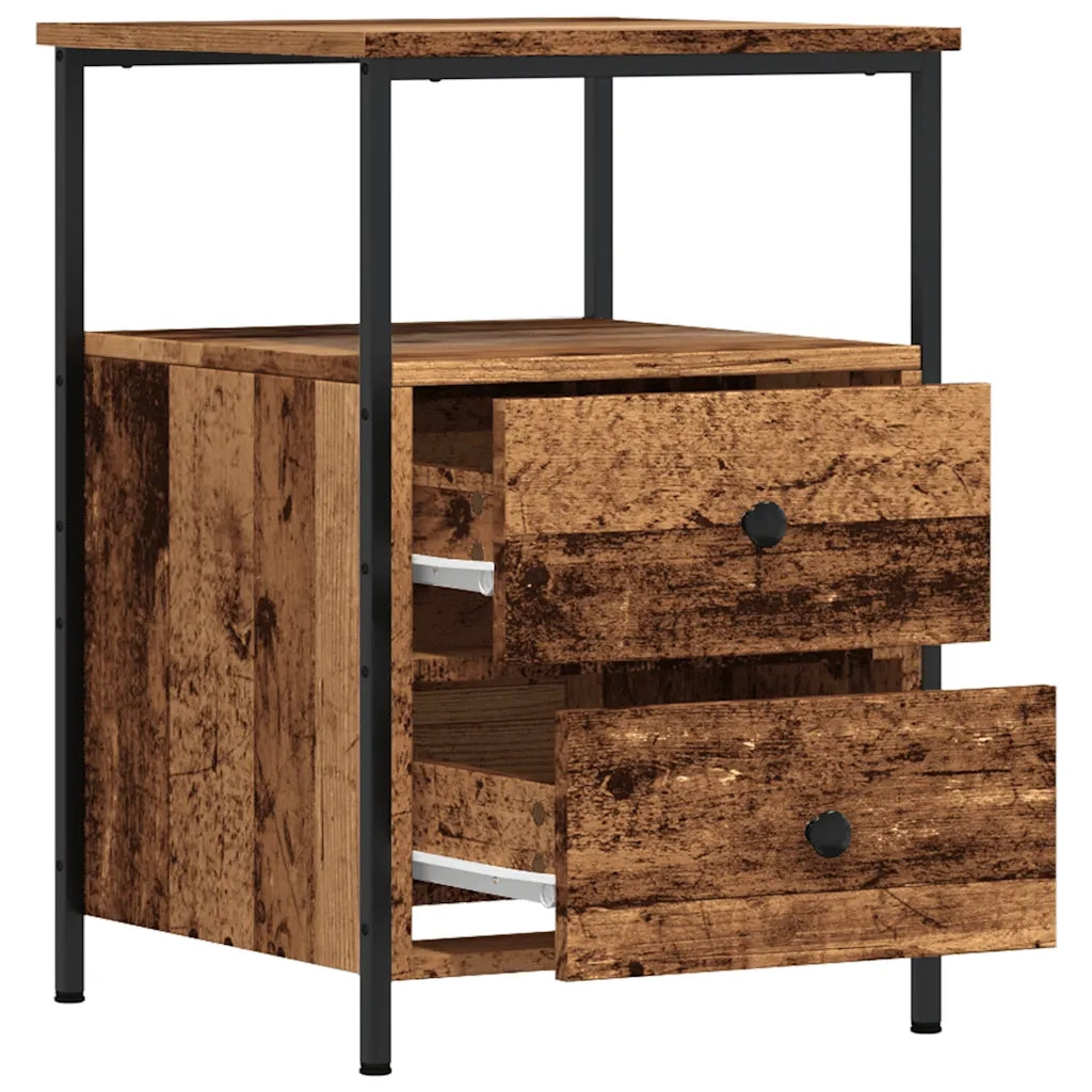 Set di 2 Comodini | Armadio da Notte | Mobiletto da notte Legno Antico 34x35,5x50 cm in Legno Multistrato