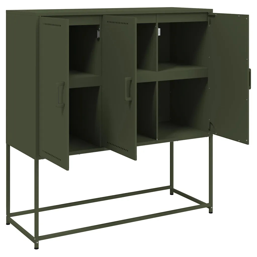 Credenza | Madia | Buffet da pranzo | Armadio da pranzo Verde Oliva 100,5x39x107 cm in Acciaio
