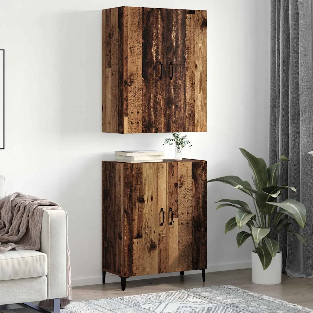 vidaXL Credenza 2 pcs Legno vecchio 69,5 x 34 x 180 cm
