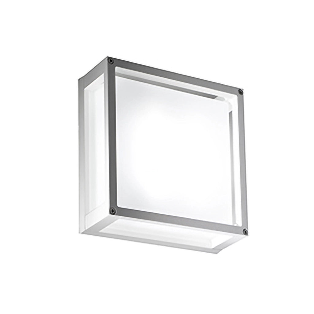Home Lampada da Parete e Soffitto LED 20W 3000K 2926lm IP54 Struttura in Alluminio Verniciato Bianco Opaco Design Quadrato 25x25x9.5 cm
